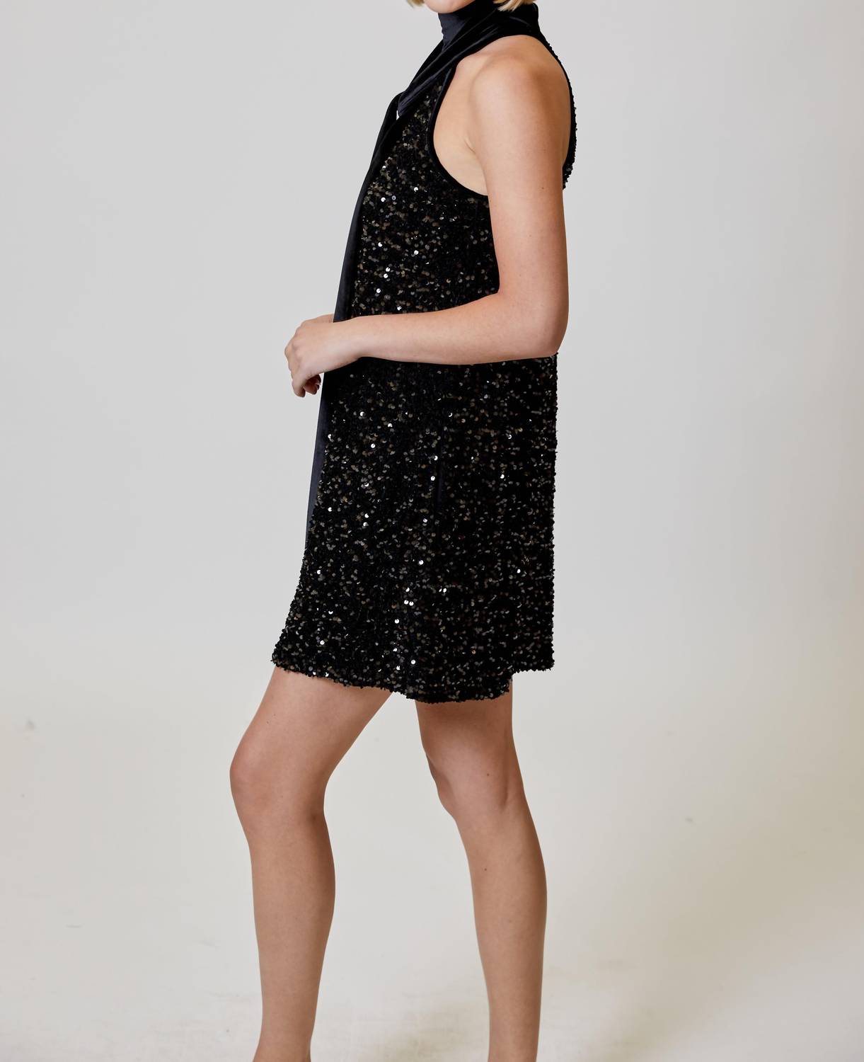 Design History - Sequin Halter Dress With Tie
