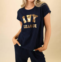 Sundry Ivy League Tee in deep navy - women's t-shirt