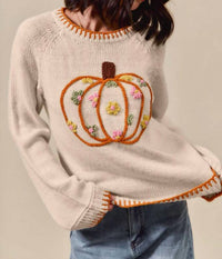 So Me Pumpkin Patch Pretty Sweater in beige - women's sweater