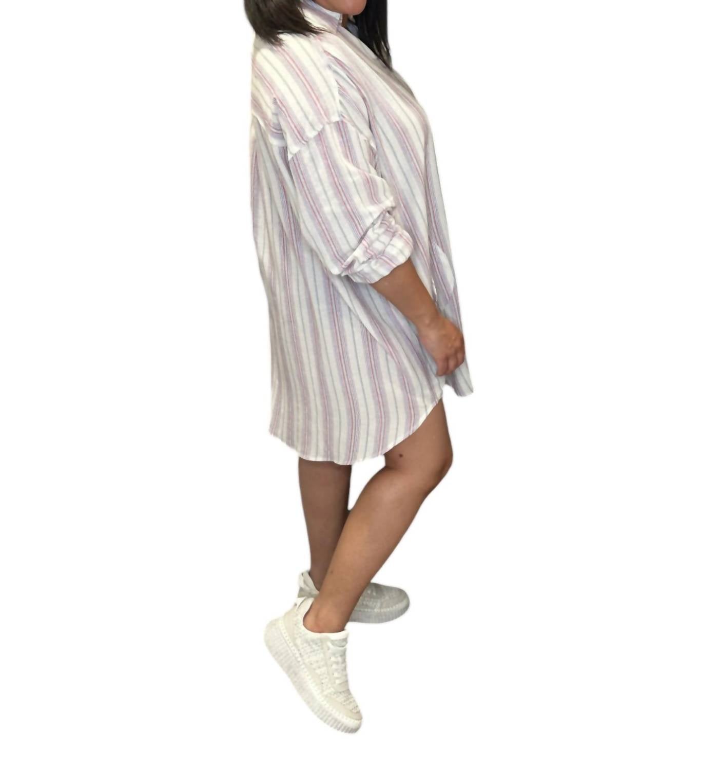 Easel - Split Neck Cotton Tunic Dress