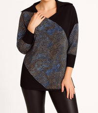 Angel Apparel - Cheetah Collar Neck Tunic Top