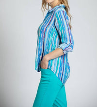 Apny - Roll Sleeve Button Up Top