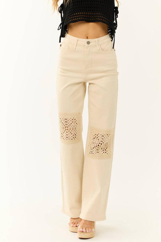 Judy Blue - High Waist Crochet Patch Jeans