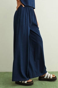 MIOU MUSE Dye And Wash Knitted Pants in indigo - women's pants - alternate view