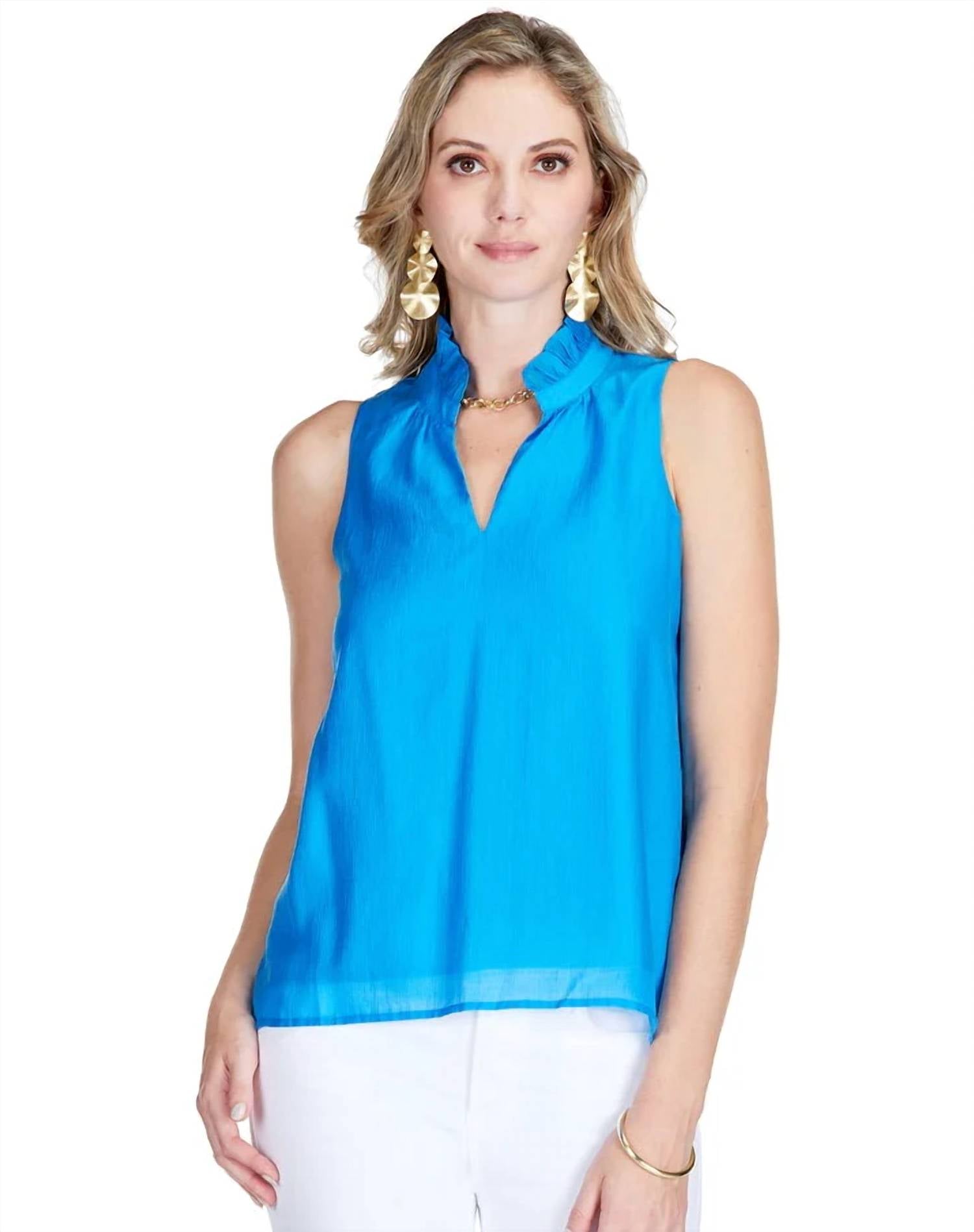 Jade - Ruffles Neck Shell Top
