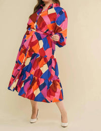 Flying Tomato - Printed Woven Midi Dress