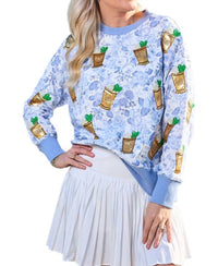 Brianna Cannon Julep Floral Sweatshirt in mint blue - women's top