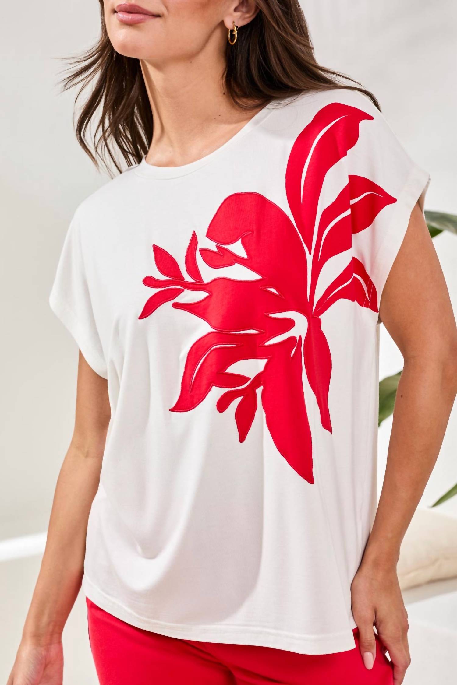 Tribal - CAP SLEEVE TOP WITH APPLIQUE