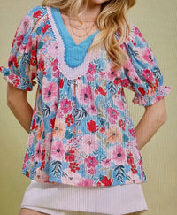Umgee - Aqua Bloom Blouse