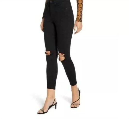 Topshop - High Rise Jamie Stretch Denim Ripped Skinny Jeans