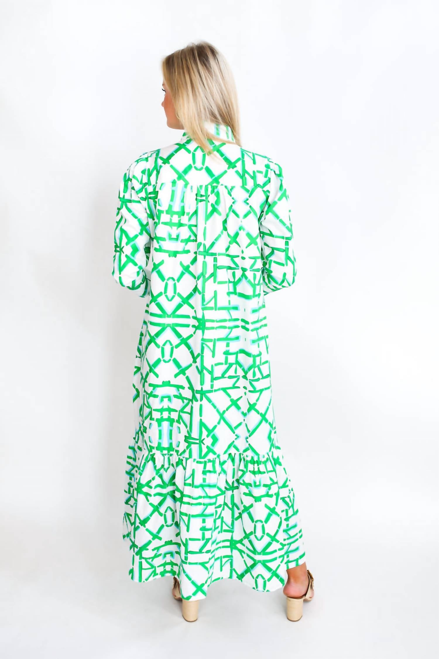 House Of Mbr - Emerald Trellis Pippa Dress Long