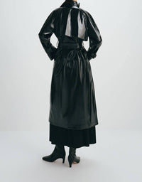 Rue Sophie Hyde Shiny Trench Coat in black - women's jacket - alternate view