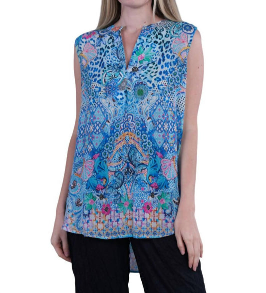 Shana Apparel - FLORAL SPLIT NECK TANK BLOUSE