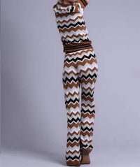 Minnie Rose - Women's Cotton cashmere chevron pants