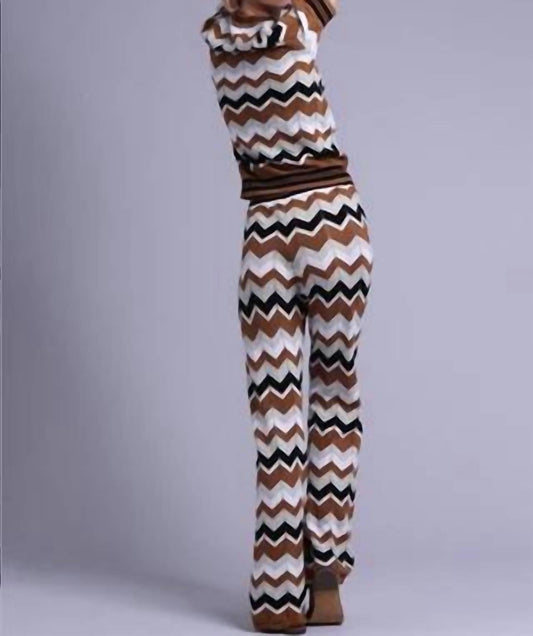 Minnie Rose - Women's Cotton cashmere chevron pants