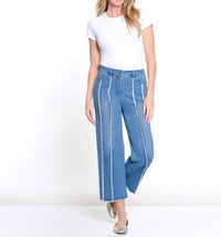 Multiples - Fringe-seamed Denim Crop Jeans