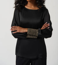 Joseph Ribkoff - Metallic Knit Cuffed Top