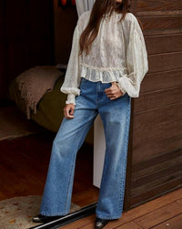 By Together - Woven Polyester Floral Print See Through Smocked Top