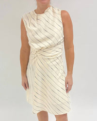 En Saison Julia Stripe Ruched Mini Sheath Dress in ivory black - women's dress