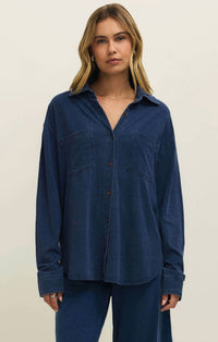 Z Supply - Reese Jersey Denim Button Up Top