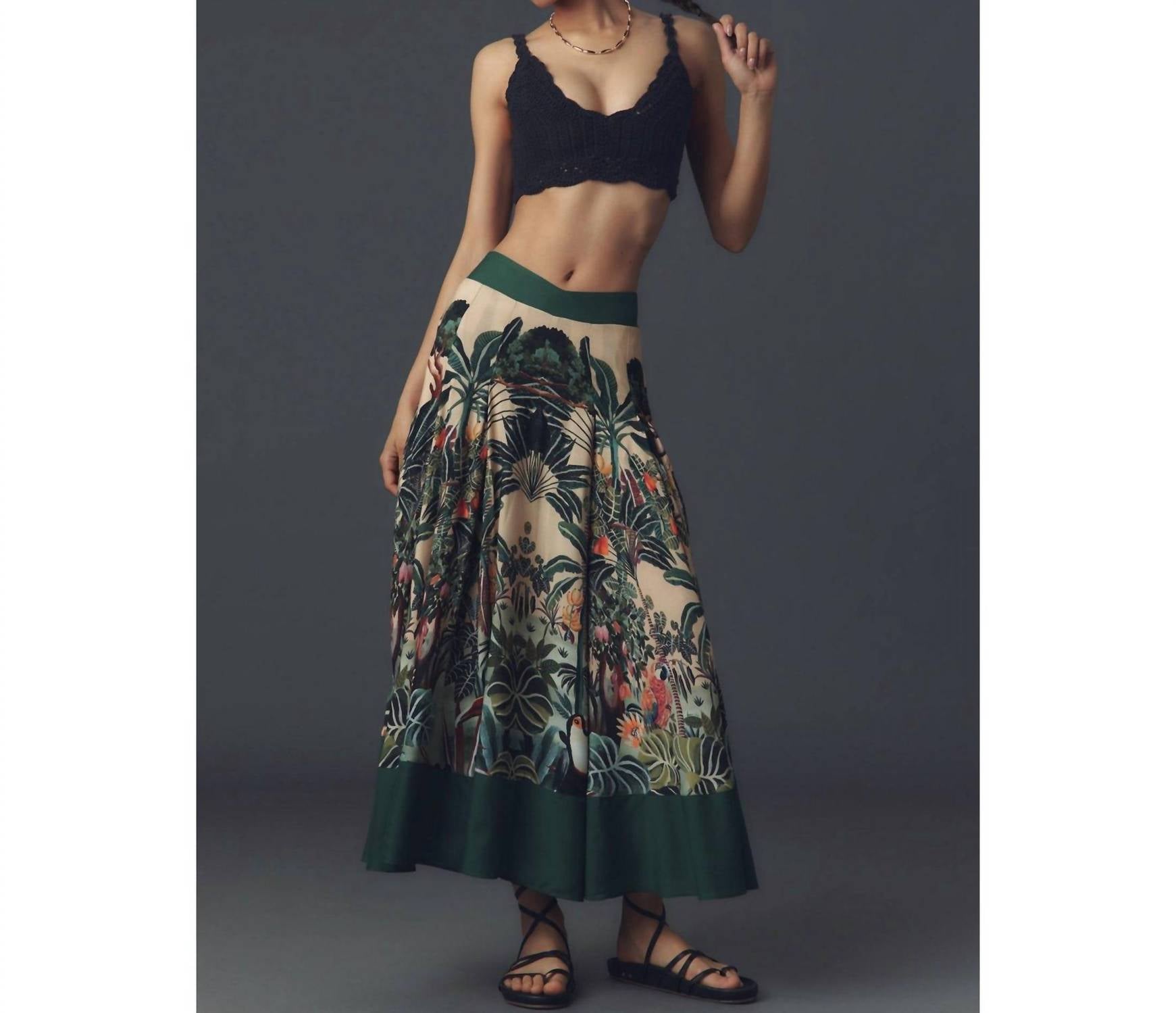 Farm Rio - Jungle Print V-waist Midi Skirt