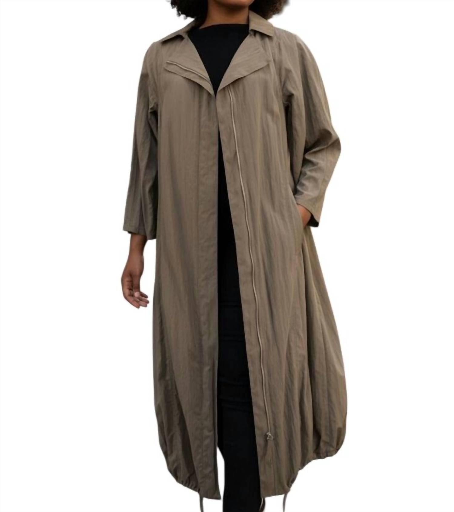 Annette Goertz Buddy Zip Up Cinched Hem Coat in khaki - women's jacket