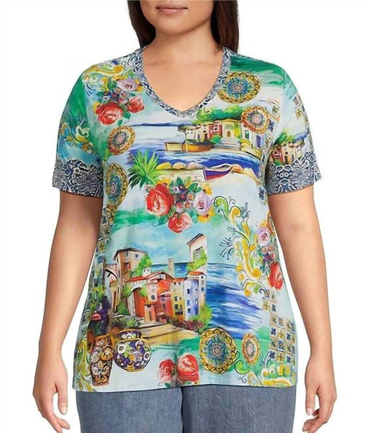 Johnny Was - Janie Favorite Short Sleeve V-neck Tee - Plus