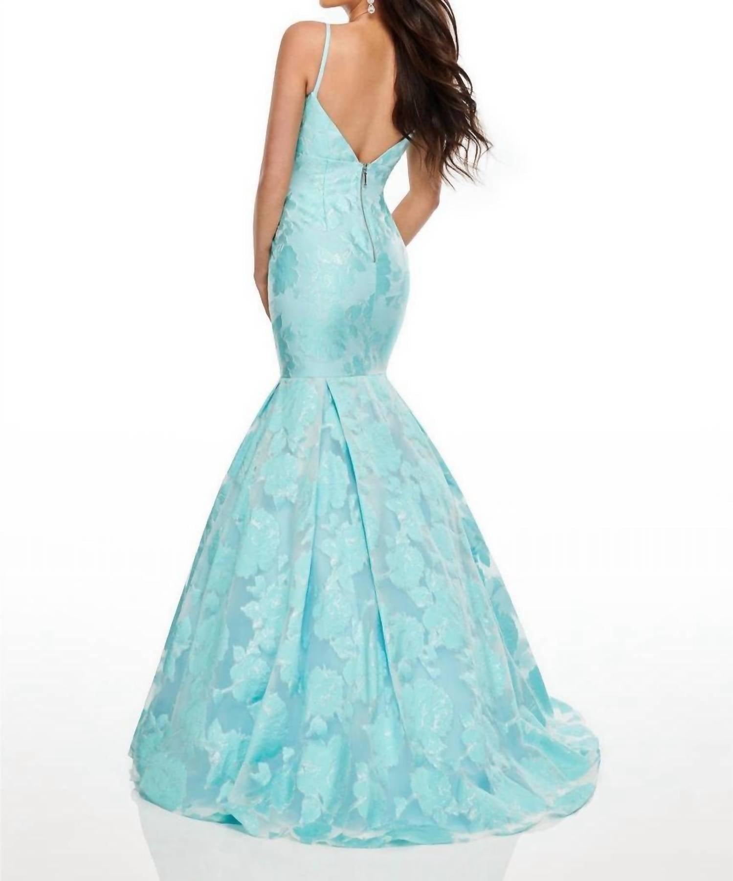 Rachel Allan - Floral Jacquard Mermaid Prom Gown