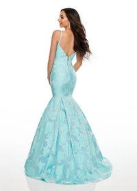 Rachel Allan - Floral Jacquard Mermaid Prom Gown