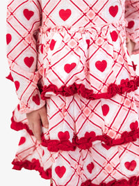 RuffleButts Girl's Sweetheart Plaid Gauze Tiered Ruffle Dress in pink - kids' dress - view 6
