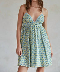 By Together - Floral Print V-neck Flare Mini Dress