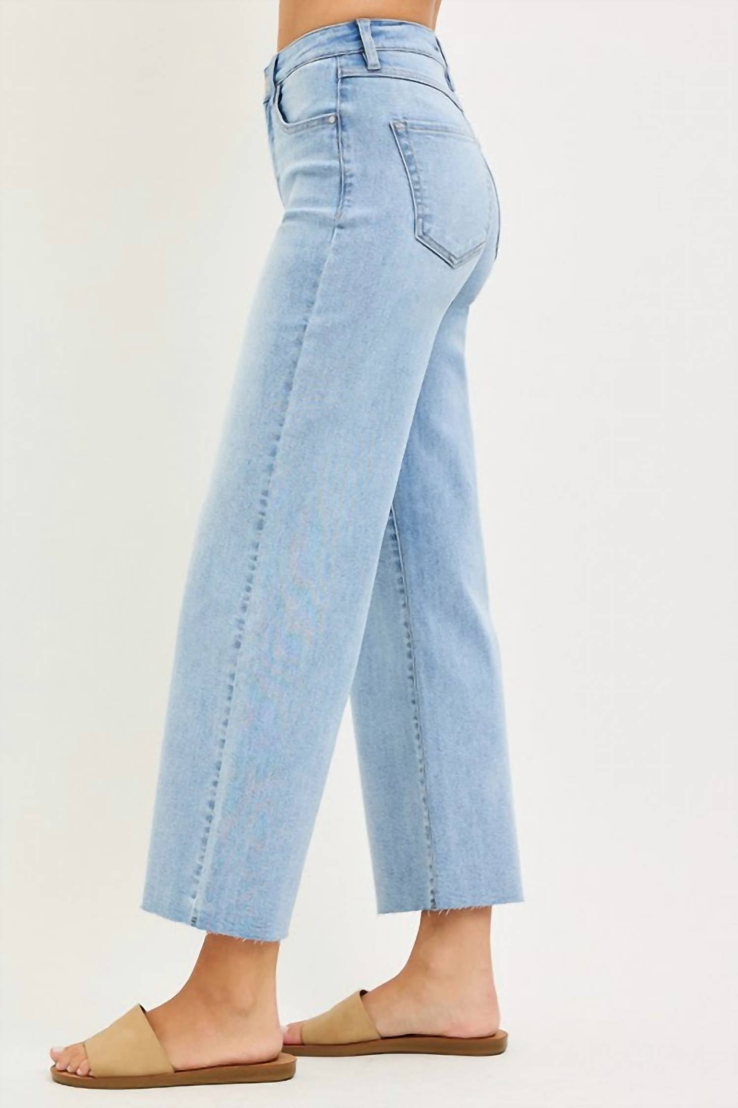 Risen - Wrenley Tummy Control High Rise Crop Wide Leg Jeans