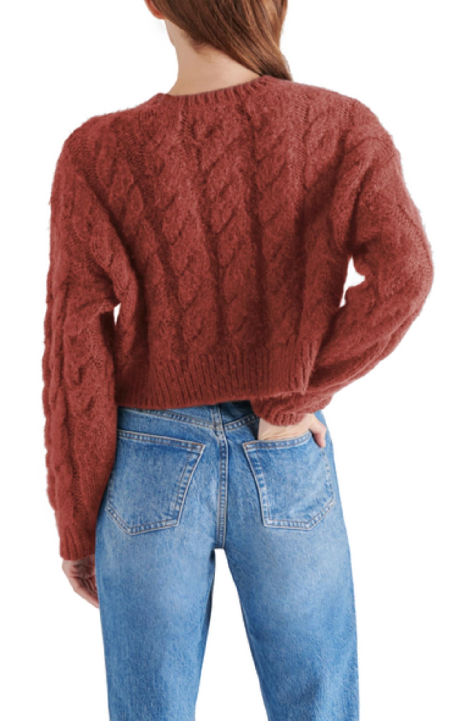 STEVE MADDEN Ceronne Crewneck Sweater in baked apple - women's sweater - detail view