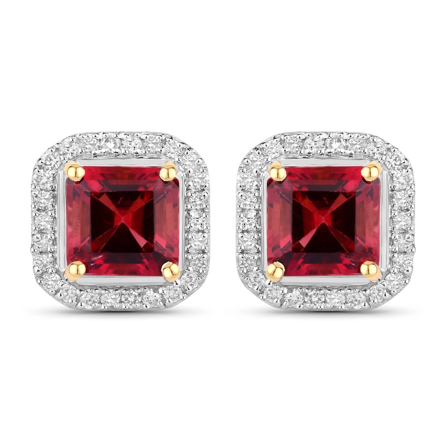 Diana M Jewels - Women's Octagon Natural Rubellite Stud Earrings (2.72 Ct) - Signature