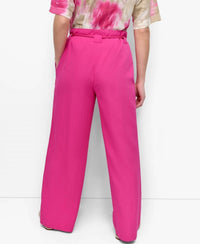 DKNY Tie-front Wide-leg Pants in vivid pink - women's pants - alternate view