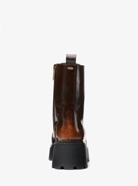 MICHAEL KORS Women's Blake Burnished Leather Combat Boots in luggage - women's shoe - view 4
