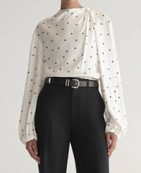 A.L.C. Blaire Long Sleeve Top in cream black - women's blouse