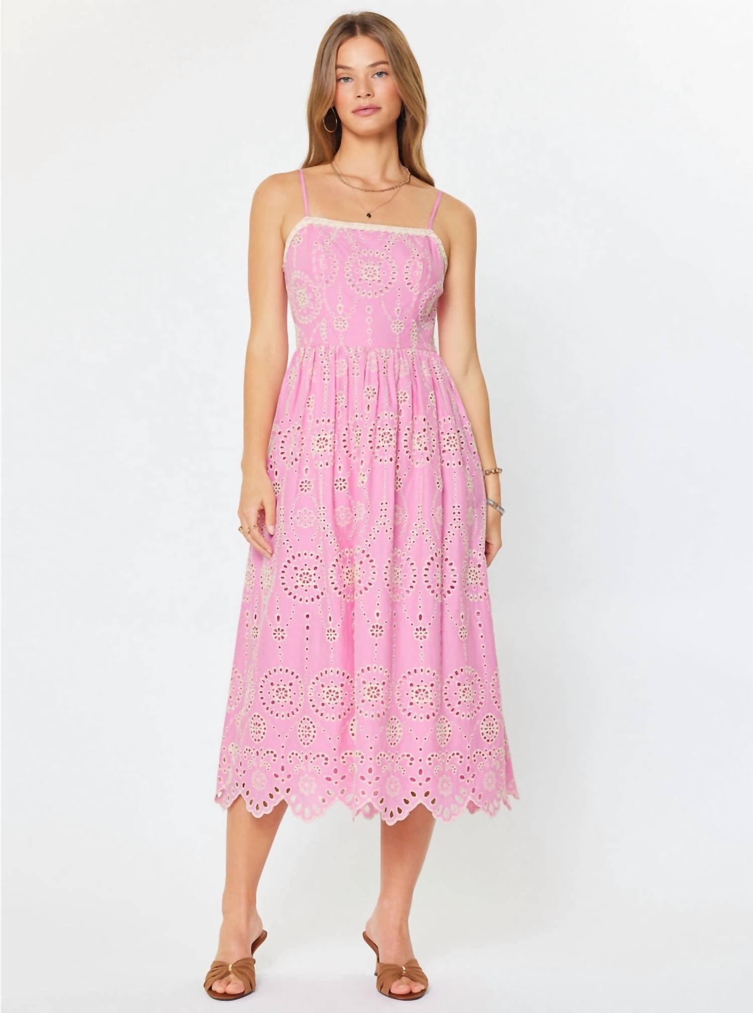 Current Air - Embroidered Eyelet Midi Dress