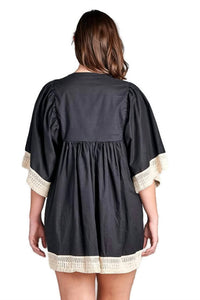 Velzera - Embroidered Crochet Babydoll Tunic