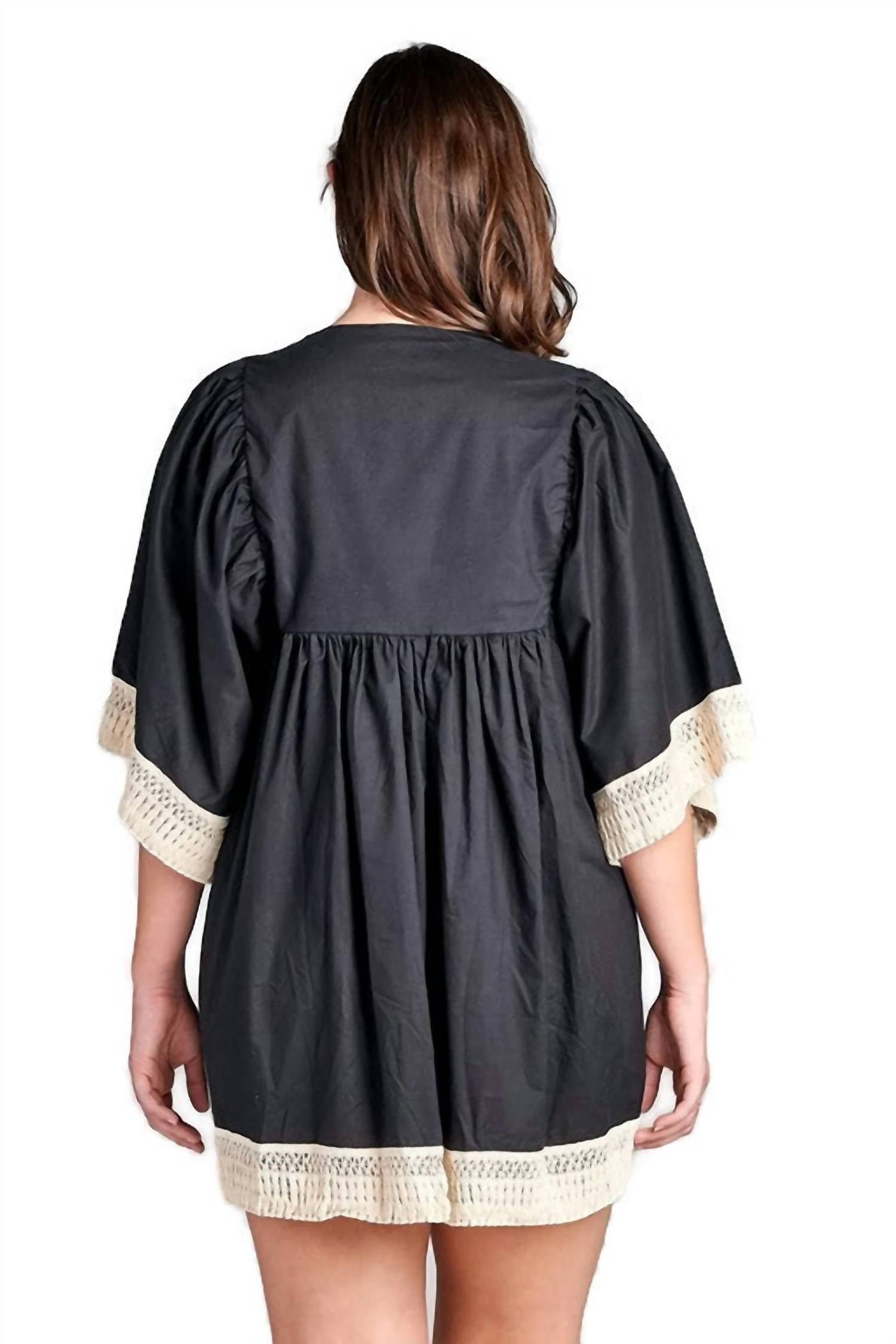 Velzera - Embroidered Crochet Babydoll Tunic