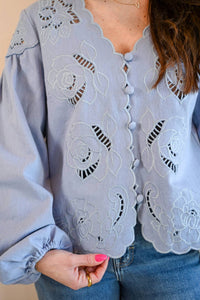 Raisonnel Alder Street Cutout Blouse in bluebell - women's blouse - view 5