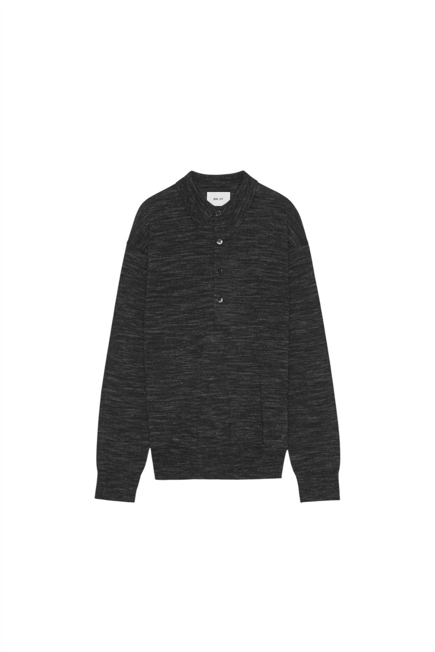 NN07 Raymond Long Sleeve Polo Sweater in black - men's shirt - view 5