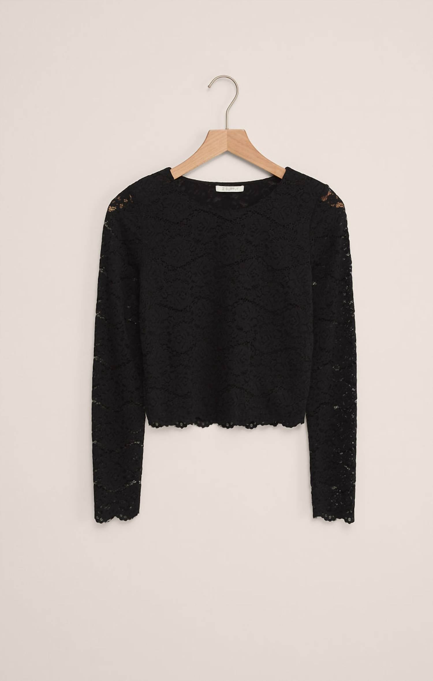 Z Supply - Aurora Lace Cropped Long Sleeve Top