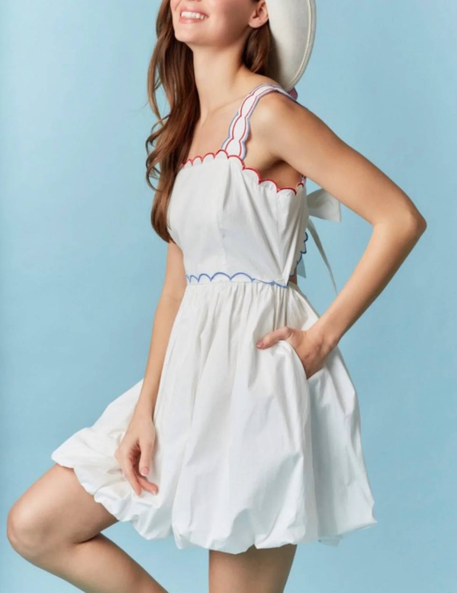 Peach Love - Scalloped Bubble Hem Mini Dress