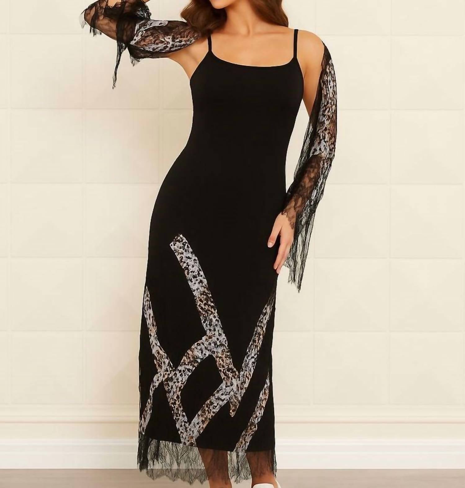 Angel Apparel - Cheetah Detail Maxi Dress