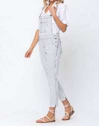 Judy Blue - Railroad Striped Slim Boyfriend Overalls