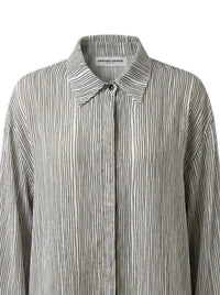 Gergana Ivanova Women's Classic Button-down Amber Shirt in striped - women's shirt - detail view