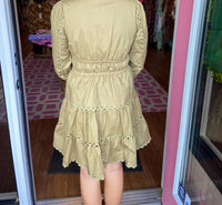 SAIL to SABLE V-neck Cinched Waist Dress in moss green - women's dress - view 4