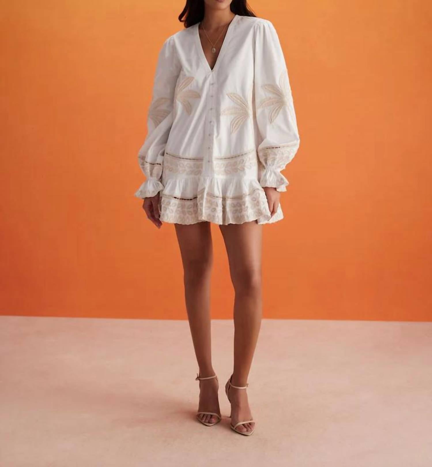 Hemant & Nandita - Ari Embroidered Long Sleeve Mini Dress