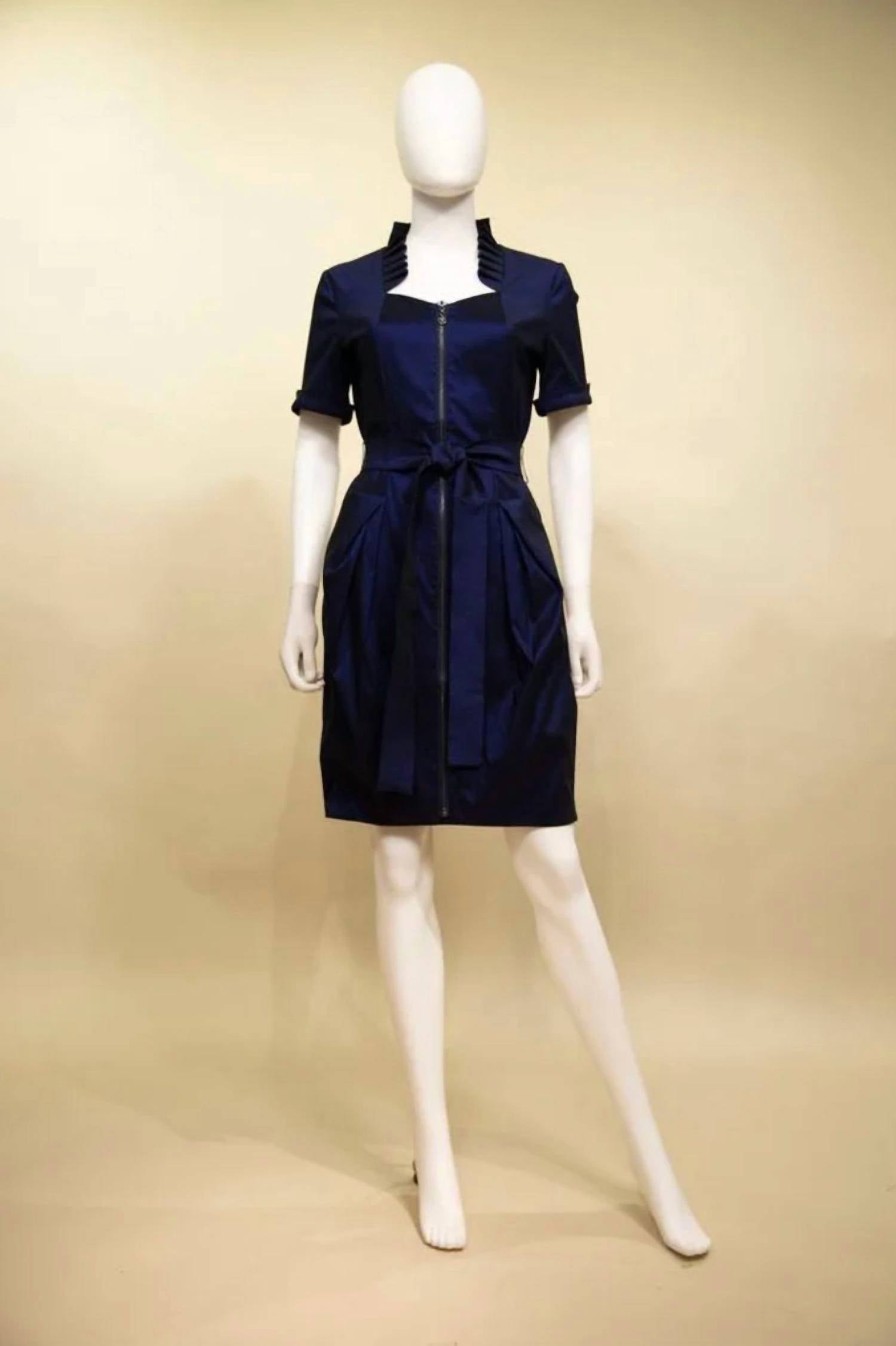 Samuel Dong Women's Full Zip Dress in midnight blue 1 - women's dress